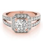 Halo Engagement Ring, Square Shape, in Rose Gold - 83386