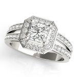 Halo Engagement Ring, Square Shape, in White Gold - 83386