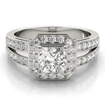 Halo Engagement Ring, Square Shape, in White Gold - 83386