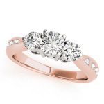 Three Stone Engagement Ring, Round Shape, in Rose Gold - 83422