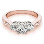 Three Stone Engagement Ring, Round Shape, in Rose Gold - 83422