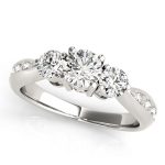 Three Stone Engagement Ring, Round Shape, in Sterling Silver - 83422