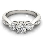 Three Stone Engagement Ring, Round Shape, in White Gold - 83422