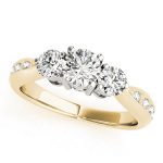 Three Stone Engagement Ring, Round Shape, in Yellow Gold - 83422