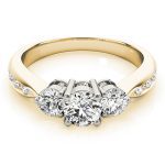 Three Stone Engagement Ring, Round Shape, in Yellow Gold - 83422