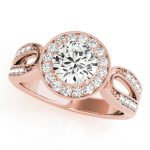 Halo Engagement Ring, Round Shape, in Rose Gold - 83524