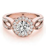 Halo Engagement Ring, Round Shape, in Rose Gold - 83524