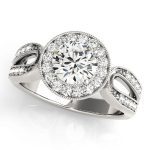 Halo Engagement Ring, Round Shape, in White Gold - 83524