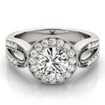 Halo Engagement Ring, Round Shape, in White Gold - 83524