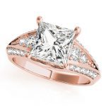 Multirow Engagement Ring, Side Stone Style, Square Shape, in Rose Gold - 83535