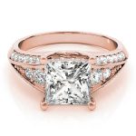 Multirow Engagement Ring, Side Stone Style, Square Shape, in Rose Gold - 83535