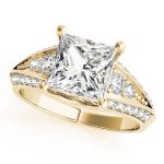 Multirow Engagement Ring, Side Stone Style, Square Shape, in Yellow Gold - 83535