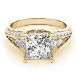 Multirow Engagement Ring, Side Stone Style, Square Shape, in Yellow Gold - 83535