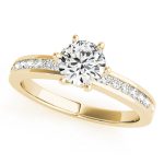 Channel Set Engagement Ring, Side Stone Style, Round Shape, in Yellow Gold - 83552