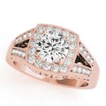 Halo Engagement Ring, Round Shape, in Rose Gold - 83554