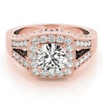 Halo Engagement Ring, Round Shape, in Rose Gold - 83554