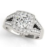 Halo Engagement Ring, Round Shape, in White Gold - 83554