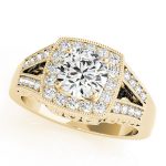 Halo Engagement Ring, Round Shape, in Yellow Gold - 83554