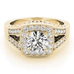 Halo Engagement Ring, Round Shape, in Yellow Gold - 83554