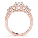 Prong Set Engagement Ring, Side Stone Style, Round Shape, in Rose Gold - 83557