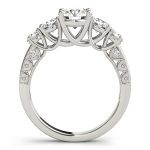 Prong Set Engagement Ring, Side Stone Style, Round Shape, in Platinum - 83557