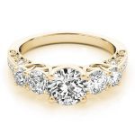 Prong Set Engagement Ring, Side Stone Style, Round Shape, in Yellow Gold - 83557