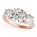 Three Stone Engagement Ring, Round Shape, in Rose Gold - 83562