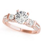 Three Stone Engagement Ring, Round Shape, in Rose Gold - 83585