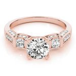 Three Stone Engagement Ring, Round Shape, in Rose Gold - 83585