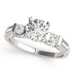 Three Stone Engagement Ring, Round Shape, in Sterling Silver - 83585