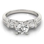 Three Stone Engagement Ring, Round Shape, in White Gold - 83585