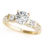 Three Stone Engagement Ring, Round Shape, in Yellow Gold - 83585