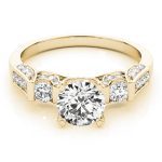 Three Stone Engagement Ring, Round Shape, in Yellow Gold - 83585