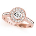 Halo Engagement Ring, Round Shape, in Rose Gold - 83616