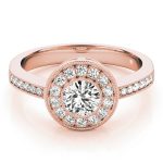 Halo Engagement Ring, Round Shape, in Rose Gold - 83616