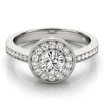 Halo Engagement Ring, Round Shape, in White Gold - 83616