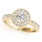 Halo Engagement Ring, Round Shape, in Yellow Gold - 83616