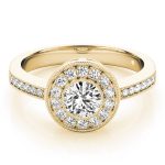 Halo Engagement Ring, Round Shape, in Yellow Gold - 83616