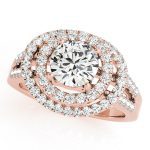 Halo Engagement Ring, Round Shape, in Rose Gold - 83626