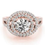 Halo Engagement Ring, Round Shape, in Rose Gold - 83626