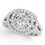 Halo Engagement Ring, Round Shape, in White Gold - 83626