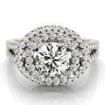 Halo Engagement Ring, Round Shape, in White Gold - 83626