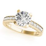 Channel Set Engagement Ring, Side Stone Style, Round Shape, in Yellow Gold - 83646