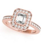 Halo Engagement Ring, Emerald Shape, in Rose Gold - 83650