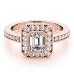 Halo Engagement Ring, Emerald Shape, in Rose Gold - 83650