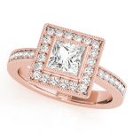 Halo Engagement Ring, Square Shape, in Rose Gold - 83651