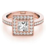 Halo Engagement Ring, Square Shape, in Rose Gold - 83651