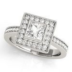 Halo Engagement Ring, Square Shape, in White Gold - 83651