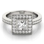 Halo Engagement Ring, Square Shape, in Sterling Silver - 83651