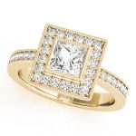 Halo Engagement Ring, Square Shape, in Yellow Gold - 83651